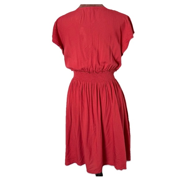 Roxy Smocked V-neck Ruffled Cap Sleeves Dress Junior’s Size L with Pockets - Picture 4 of 13